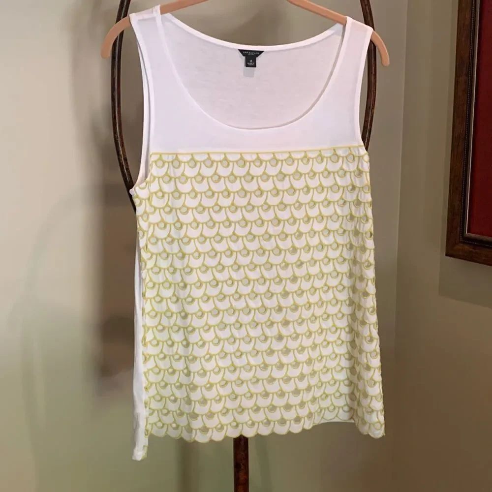 Ann Taylor NWOT White /Yellow Tank Top